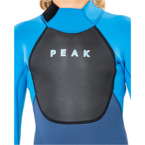 2024 Peak Junior Energy 3/2mm Wetsuit Met Flatlock Back Zip P3626j - Blauw